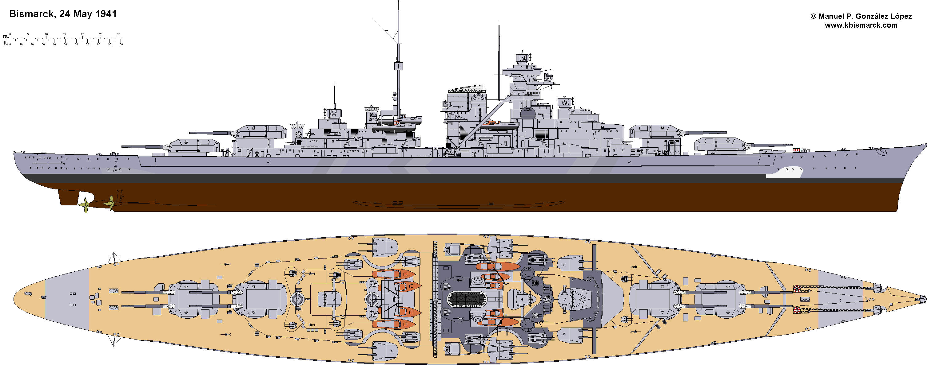 Battleship Bismarck Drawings and Paint Schemes