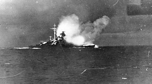 Bismarck opens fire