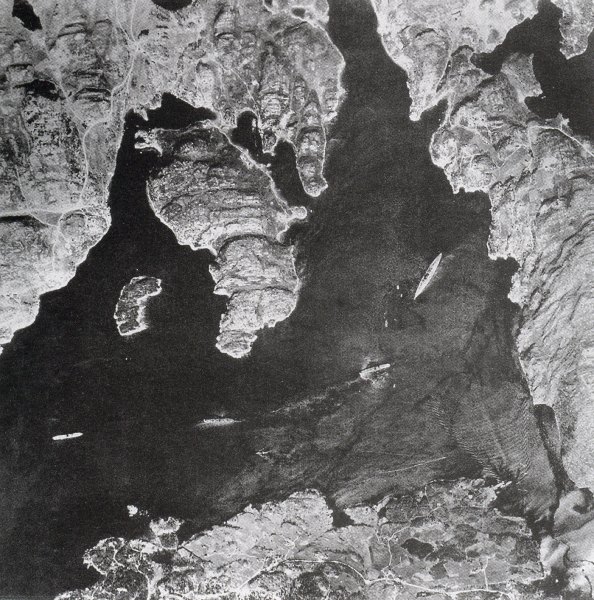 Bismarck anchored in the Grimstadfjord