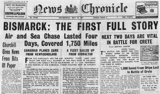 Battleship Bismarck newspaper