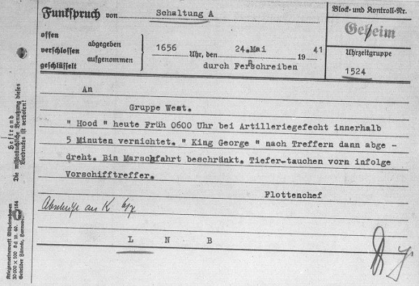 Bismarck Radiogram 1508