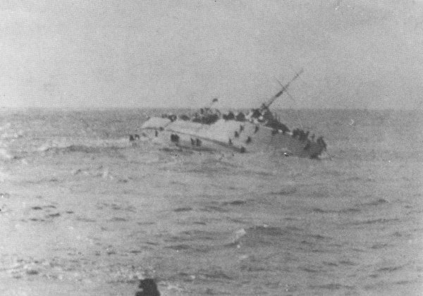 Sinking destroyer Mashona