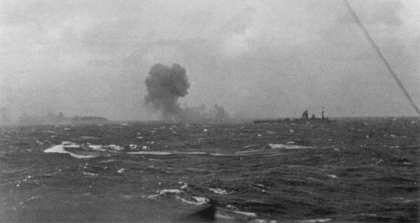The battleship Rodney engaging the Bismarck