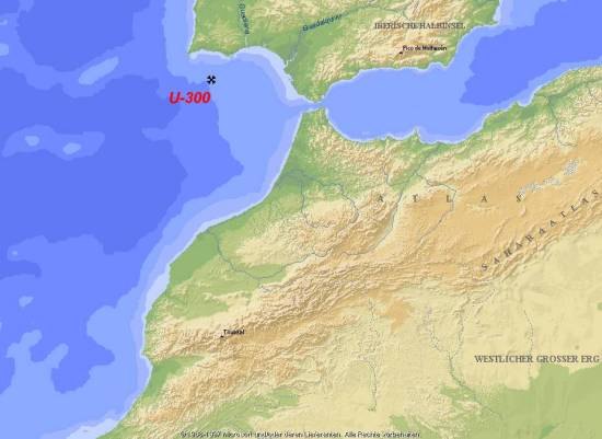Der Versenkungsort von U-300